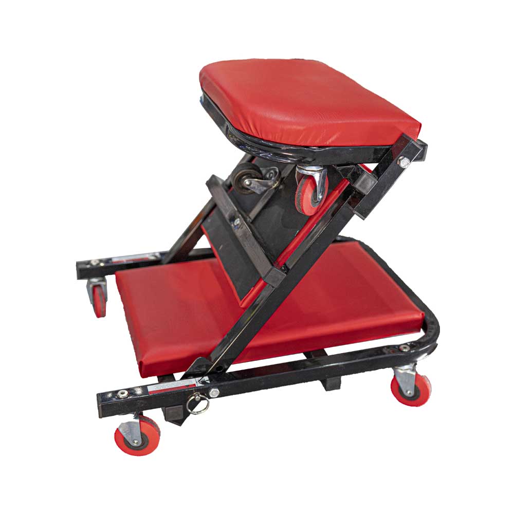 Tork Craft Mechanic Creeper/Chair 2-In-1 Metal Frame Cushion 6 Wheel