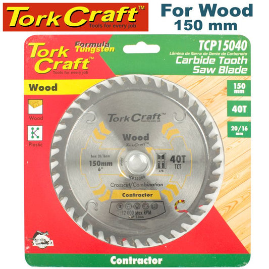 Tork craft BLADE CONTRACTOR 150 X 40T 20/16 CIRCULAR SAW TCT