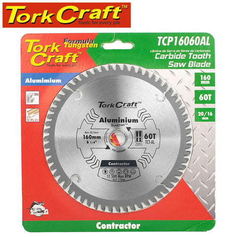 Tork Craft BLADE CONTRACTOR ALUM 160 X 60T 20/16 CIRCULAR SAW TCT