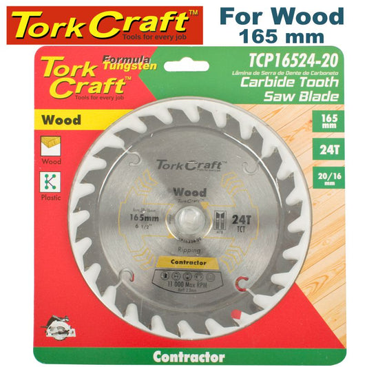 Tork craft BLADE CONTRACTOR 165 X 24T 20/16 CIRCULAR SAW TCT