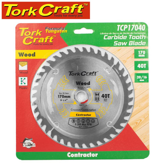 Tork craft BLADE CONTRACTOR 170 X 40T 20/16 CIRCULAR SAW TCT