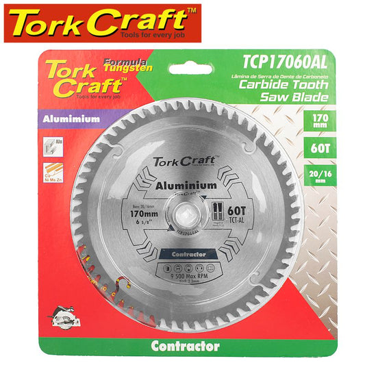 Tork Craft BLADE CONTRACTOR ALUM 170 X 60T 20/16 CIRCULAR SAW TCT