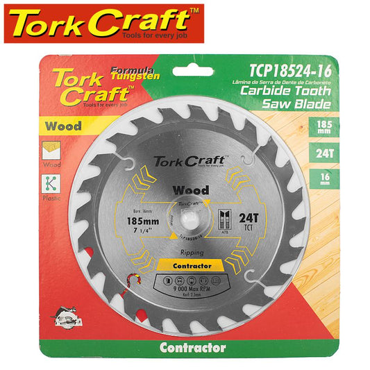 Tork craft BLADE CONTRACTOR 185 X 24T 16mm CIRCULAR SAW TCT