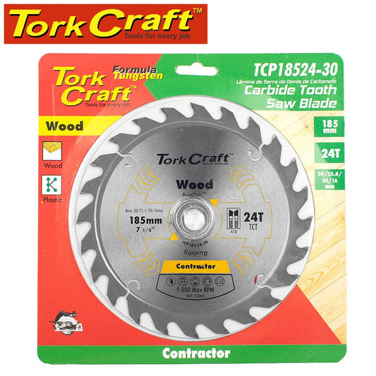 Tork craft BLADE CONTRACTOR 185 X 24T 30/20/16/1 CIRCULAR SAW TCT