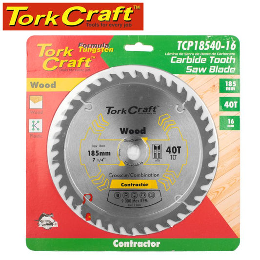 Tork craft BLADE CONTRACTOR 185 X 40T 16MM CIRCULAR SAW TCT