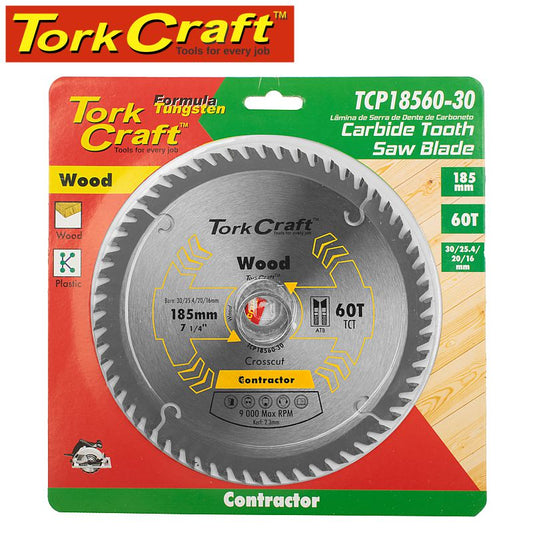 Tork craft BLADE CONTRACTOR 185X60T 30/20/16/1 CIRCULAR SAW TCT