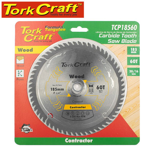 Tork craft BLADE CONTRACTOR 185X60T 20/16 CIRCULAR SAW TCT
