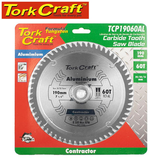 Tork Craft BLADE CONTRACTOR ALUM 190 X 60T 30/20/16 CIRCULAR SAW TCT