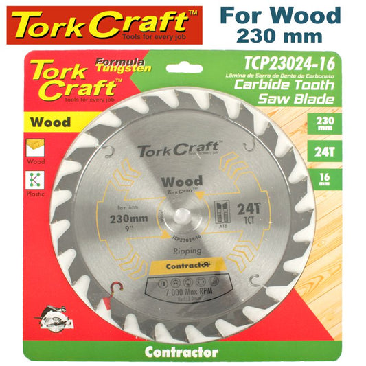 Tork Craft BLADE CONTRACTOR 230 X 24T 16MM CIRCULAR SAW TCT
