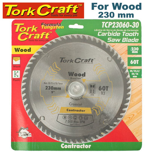 Tork Craft BLADE CONTRACTOR 230 X 60T 30/1/20/16 CIRCULAR SAW TCT