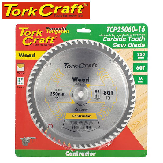 Tork Craft BLADE CONTRACTOR 250 X 60T 16MM CIRCULAR SAW TCT