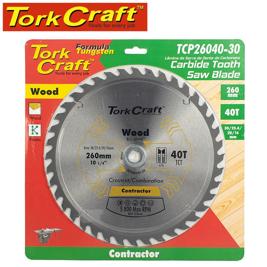 Tork Craft BLADE CONTRACTOR 260 X 40T 30/1/20/16 CIRCULAR SAW TCT