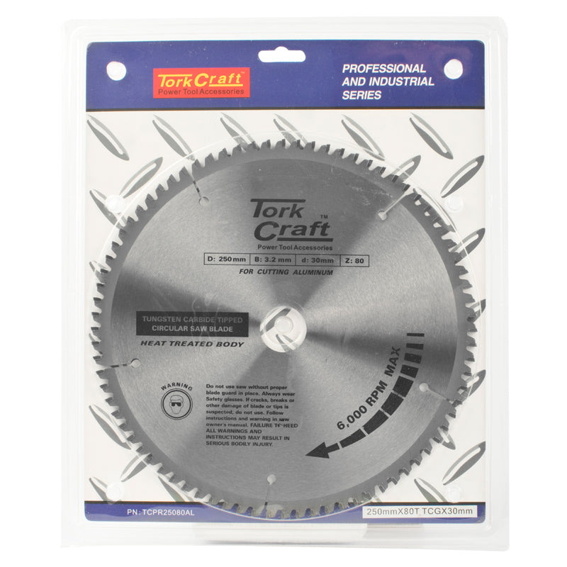 Tork Craft BLADE TCT 250 X 80T 30MM ALUM TCG NEGATIVE PROFESIONAL INDUSTRIAL