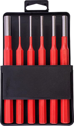 Tork Craft Pin Punch Set 6Pc - 2.5, 3.5, 4. 5, 6, 8, 10Mm Red freeshipping - Africa Tool Distributors