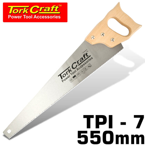 Tork Craft Hand Saw 550Mm 7Tpi 0.9Mm Temp. Blade Wood Handle freeshipping - Africa Tool Distributors