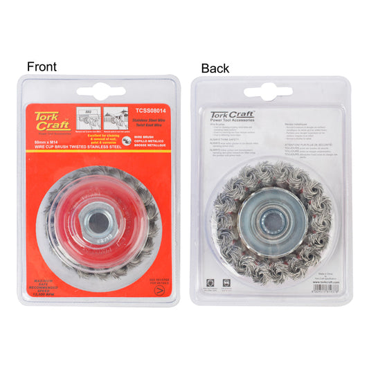 Wire Cup Brush Twisted 80Mm X M14 Blister freeshipping - Africa Tool Distributors
