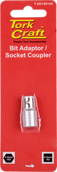 Socket Adaptor Coupler 1/4'F Sq X  1/4'F Hex Carded freeshipping - Africa Tool Distributors