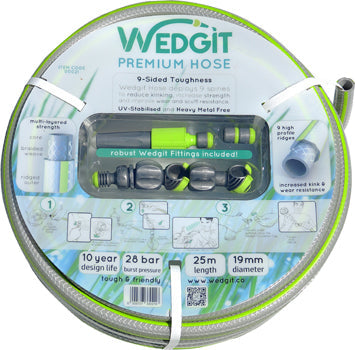 Wedgit Premium Hose 19MM 3/4' 25M Includes Starter Kit