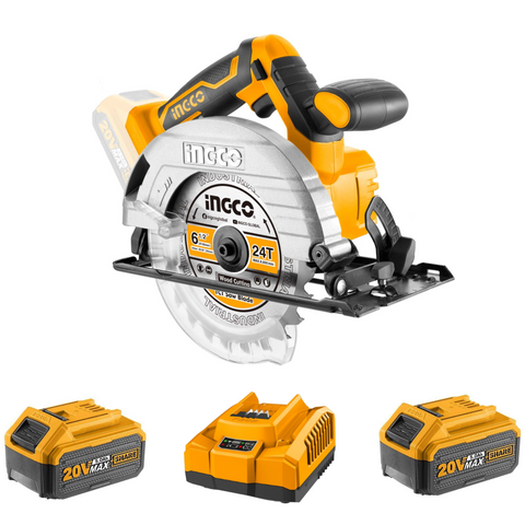 Special -  Ingco Cordless Circular Saw 165mm 20V (Includes 165mm Blade) Kit (Charger + 2x Battery (5AH) Incl.)