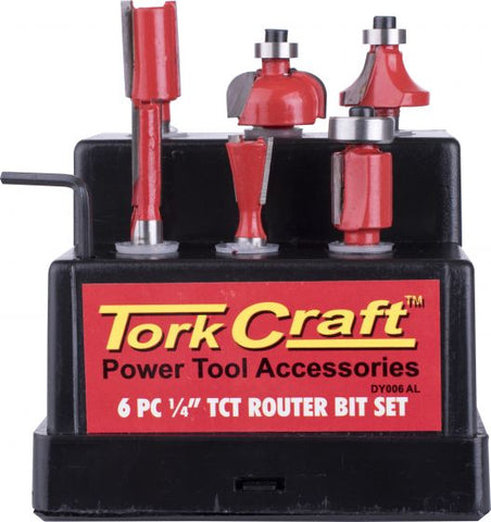 Tork Craft Router Bit Set 6Pc Plastic Box 1/4 Shank freeshipping - Africa Tool Distributors