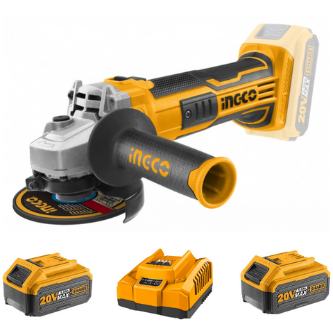 Special - Ingco Cordless Angle Grinder 20V 115Mm Kit (Charger + 2x Battery (5AH) incl.)