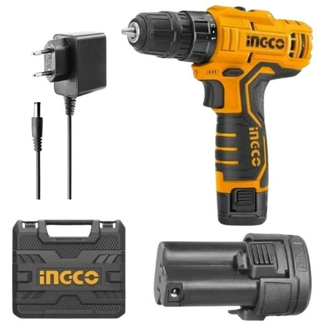 Ingco Cordless Drill 12V With 2 x 1.5 Ah Batteries, Charger & Carry Case