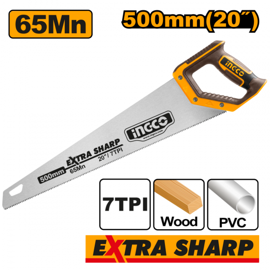 Ingco Hand Saw 500mm 7TPI Extra Sharp Ingco Hand Saw 500mm 7TPI Extra Sharp