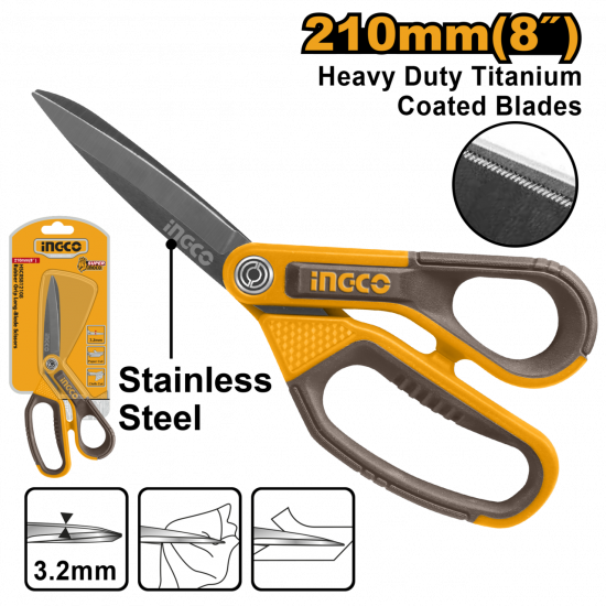 Ingco Rubber grip long-blade scissors 210mm Ingco Rubber grip long-blade scissors 210mm